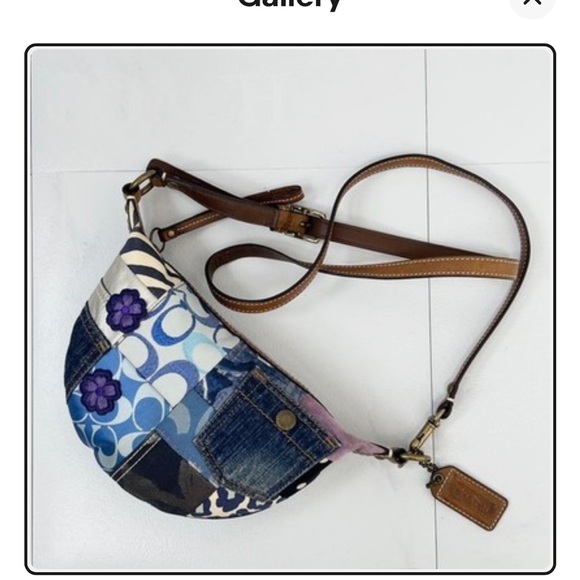 Coach Handbags - EUC c coach signature DENIM swing back bag